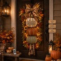 💯🎃Lighted Stacked Pumpkin Fall Door Decor with 3 Seasonal Plaques
