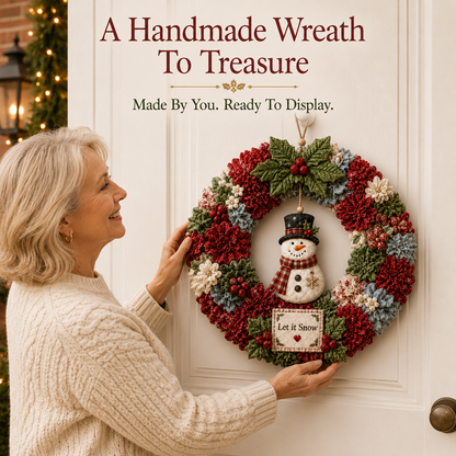 🎄 Christmas Classics Fabric Wreath DIY Kit ✨ 3D Fabric Poke Wreath With Tutorial & Guide