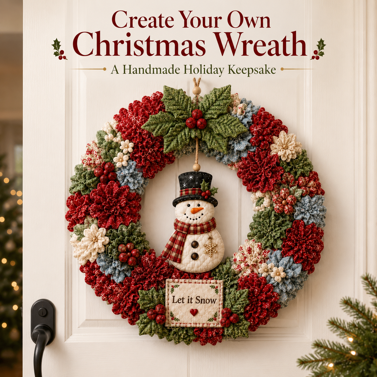 🎄 Christmas Classics Fabric Wreath DIY Kit ✨ 3D Fabric Poke Wreath With Tutorial & Guide