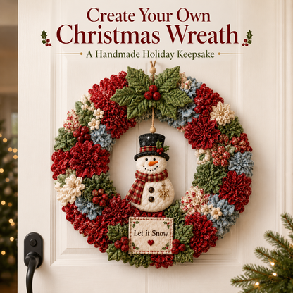 🎄 Christmas Classics Fabric Wreath DIY Kit ✨ 3D Fabric Poke Wreath With Tutorial & Guide