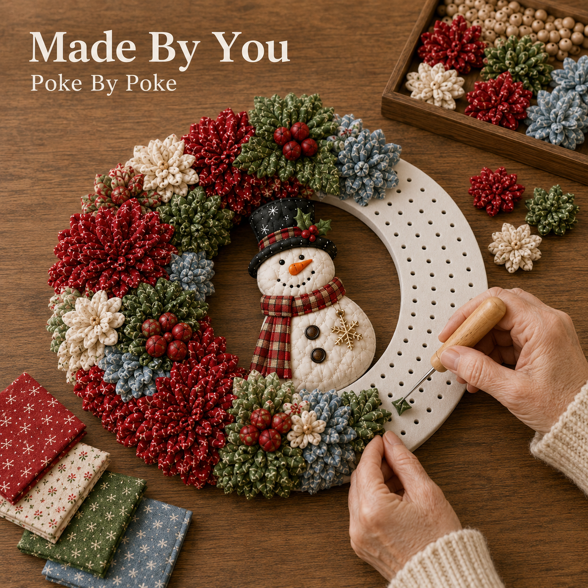 🎄 Christmas Classics Fabric Wreath DIY Kit ✨ 3D Fabric Poke Wreath With Tutorial & Guide