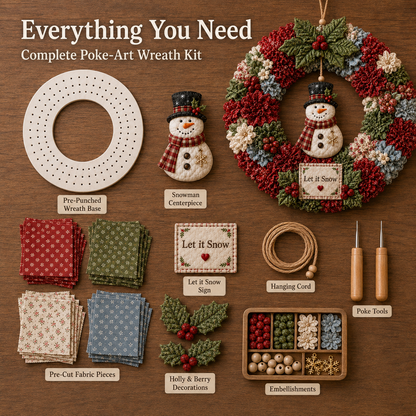 🎄 Christmas Classics Fabric Wreath DIY Kit ✨ 3D Fabric Poke Wreath With Tutorial & Guide