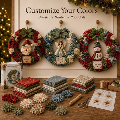 🎄 Christmas Classics Fabric Wreath DIY Kit ✨ 3D Fabric Poke Wreath With Tutorial & Guide
