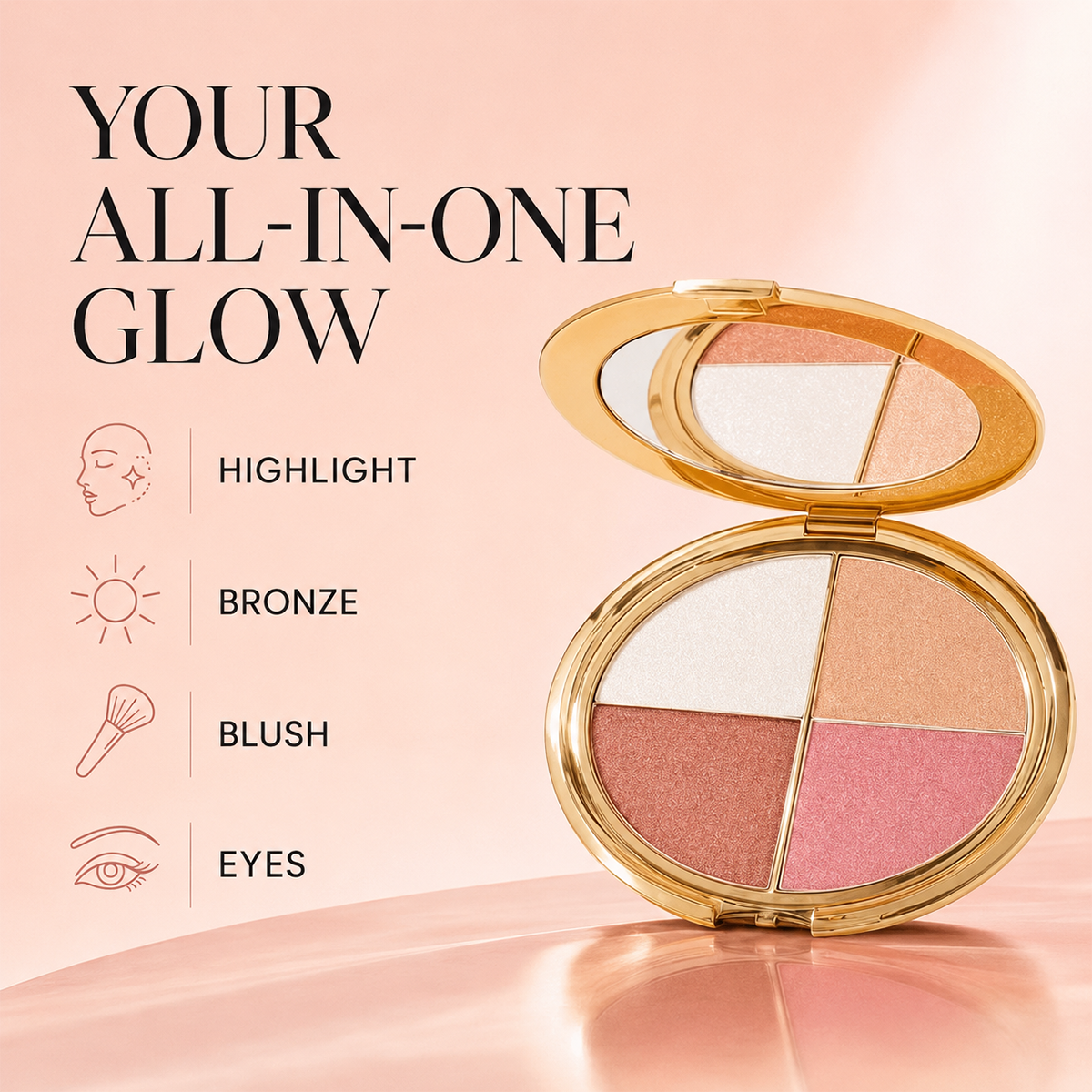 ✨4-in-1 Glow Palette for Radiant Makeup Looks Anytime 💄