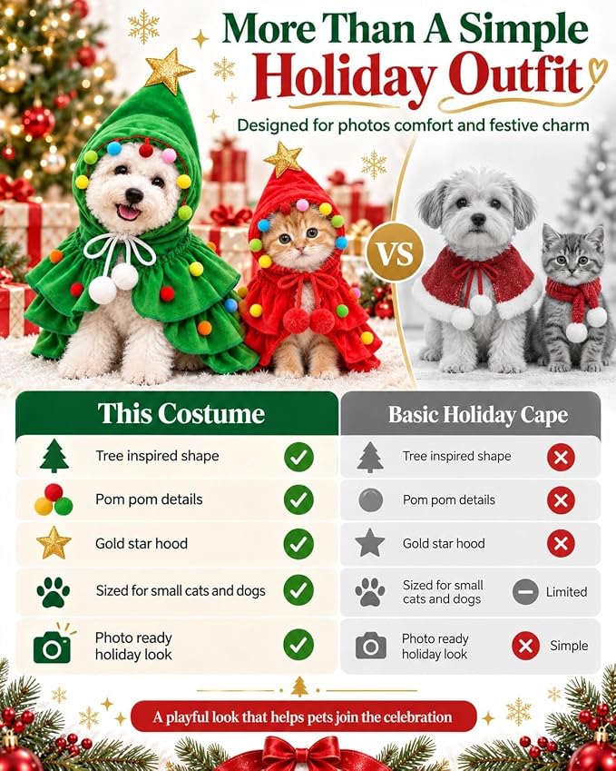 🎄Christmas Tree Pet Cape🐶