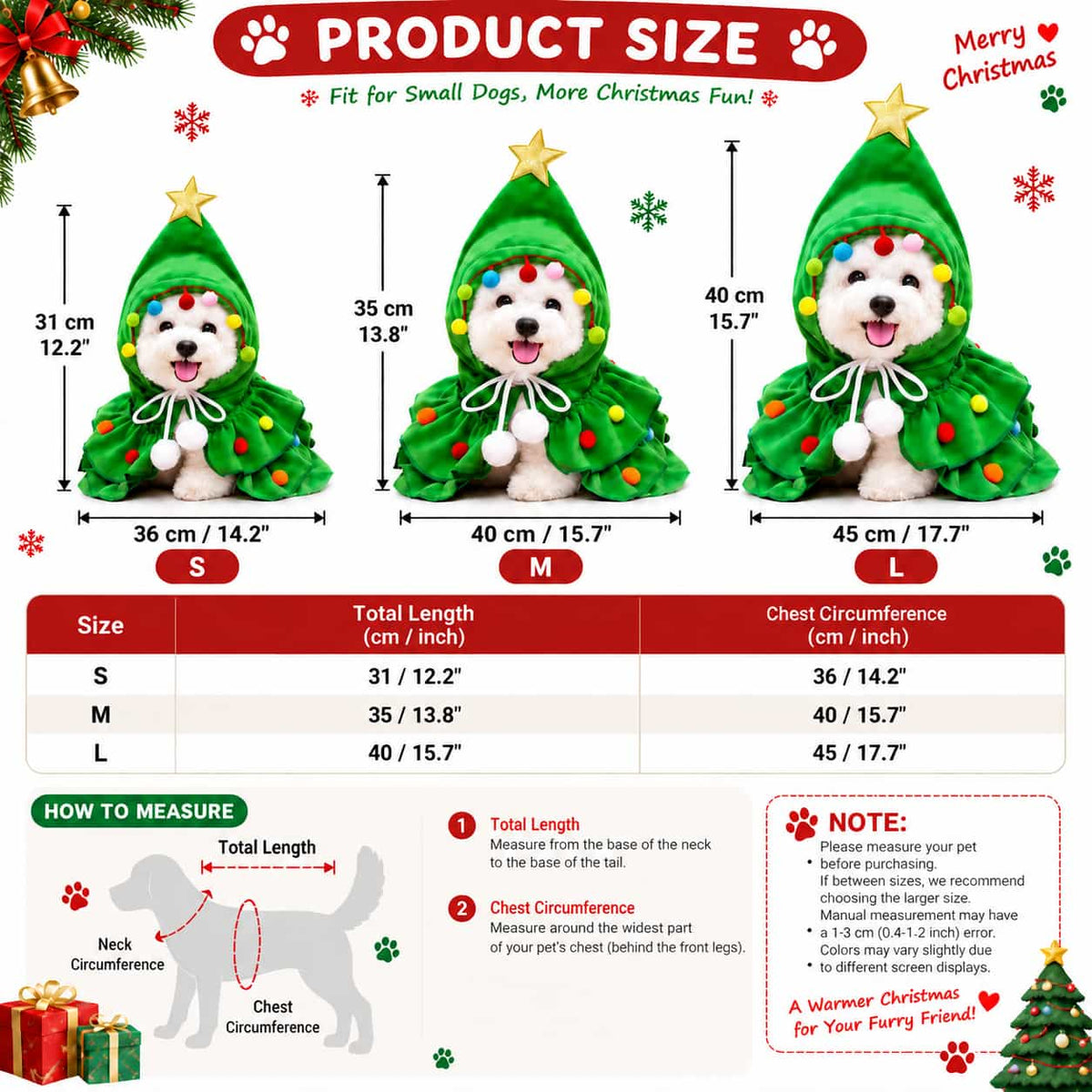 🎄Christmas Tree Pet Cape🐶