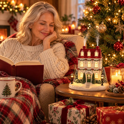 🎄 Christmas Village Aroma Diffuser – Light-Up Ceramic House with Chimney Mist