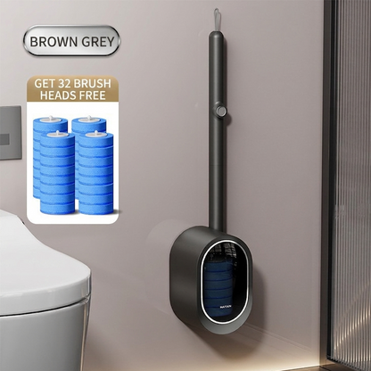Disposable Toilet Wand System – Self-Cleaning Wand with 32 Refill Pads, Odor-Free, Deep Scrubbing, Wall-Mounted Storage
