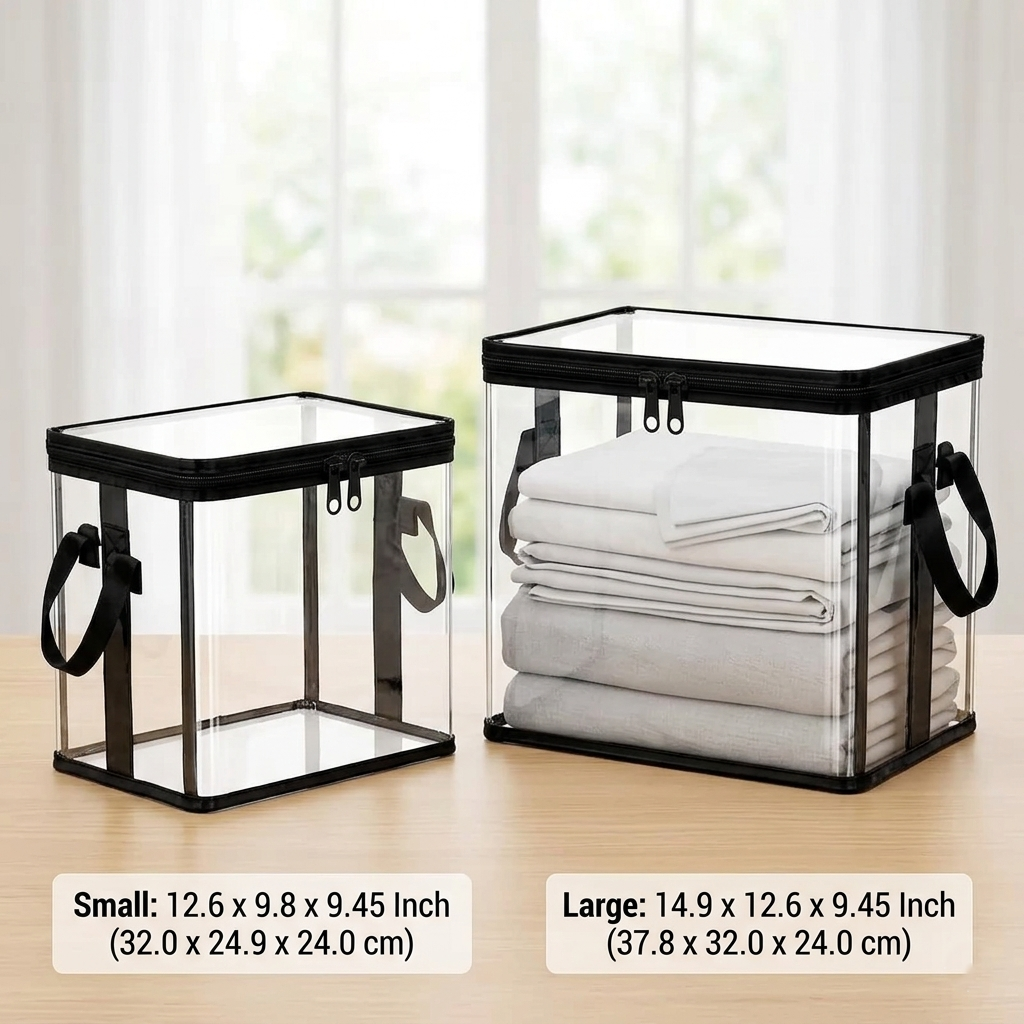 Clear PVC Storage Bins with Handles – for Books, Toys, Media, & Organizing