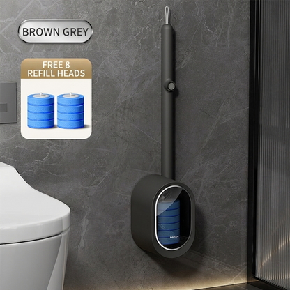 Disposable Toilet Wand System – Self-Cleaning Wand with 32 Refill Pads, Odor-Free, Deep Scrubbing, Wall-Mounted Storage