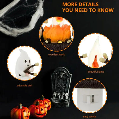 👻 Halloween Ghost Campfire Flickering Night Light🔥