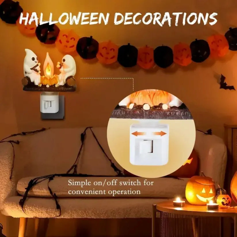 👻 Halloween Ghost Campfire Flickering Night Light🔥