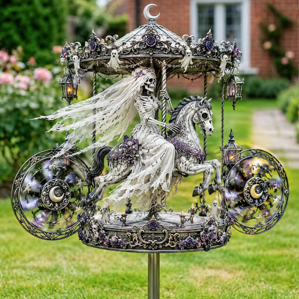 🎃 Halloween Motorcycle Wind Spinner – Spooky Outdoor Yard Decoration