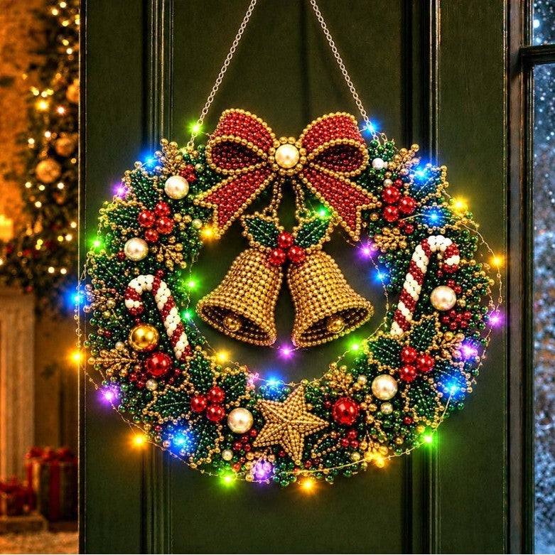 🎄💎 LED Beaded Christmas Wreath DIY Craft Kit | Light Up Holiday Door Hanging Decor