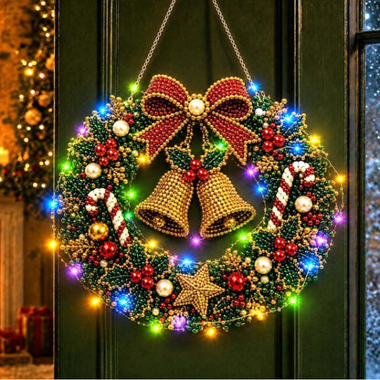 🎄💎 LED Beaded Christmas Wreath DIY Craft Kit | Light Up Holiday Door Hanging Decor