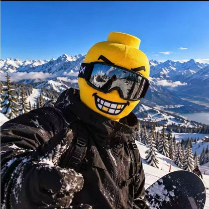 🔥 50% OFF – Funny Yellow Block Figure Ski Mask – 4 Hilarious Face Styles 🎿😂