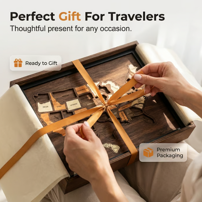 Wooden USA Travel Map Puzzle——A Stylish Way to Track Your Journey & Memories