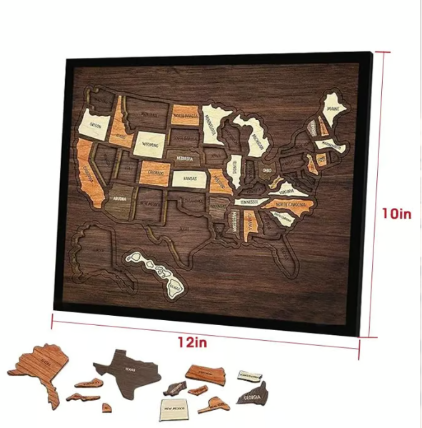 Wooden USA Travel Map Puzzle——A Stylish Way to Track Your Journey & Memories
