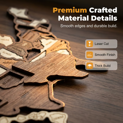 Wooden USA Travel Map Puzzle——A Stylish Way to Track Your Journey & Memories