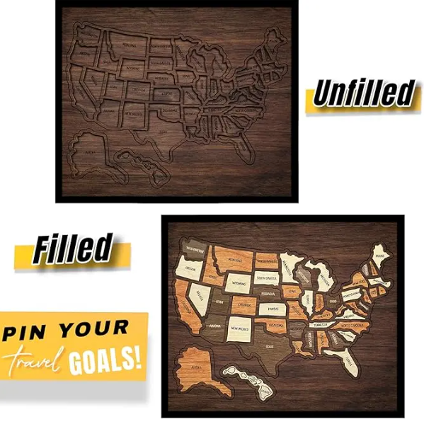 Wooden USA Travel Map Puzzle——A Stylish Way to Track Your Journey & Memories