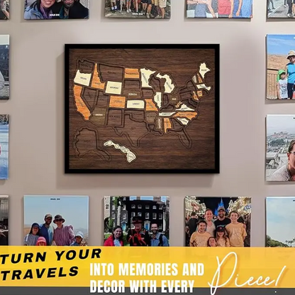 Wooden USA Travel Map Puzzle——A Stylish Way to Track Your Journey & Memories