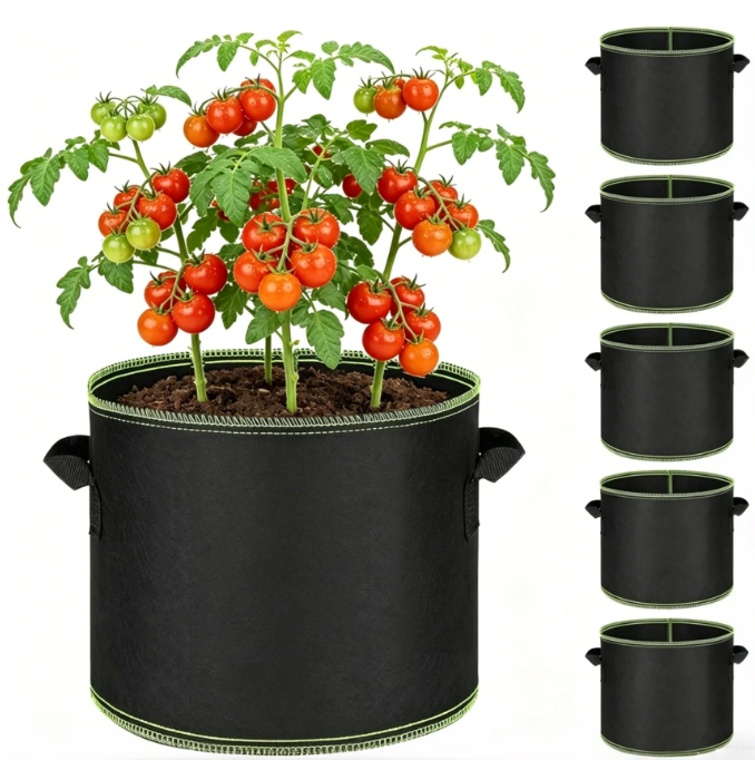 5-Pack 5 Gallon Grow Bags – Heavy Duty Aeration Fabric Pots with Handles for Vegetables, Flowers & Fruits