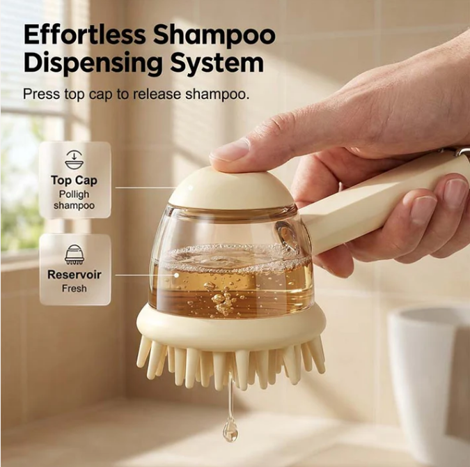 Pet Bath Massage Brush with Shampoo Dispenser