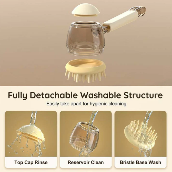 Pet Bath Massage Brush with Shampoo Dispenser