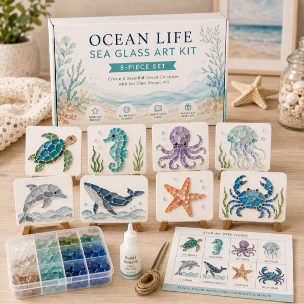 🌊✨ Create Beautiful Sea Glass Art with DIY Kit 🐚