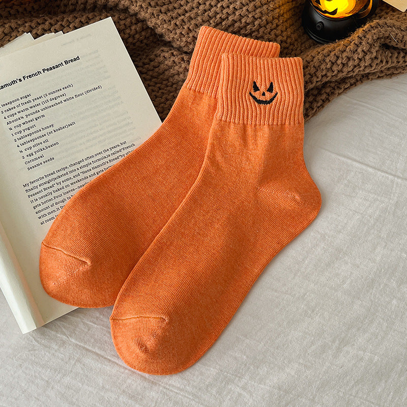 🔥LAST DAY 50% OFF -🎃 Viral Halloween Embroidered Crew Socks – Cute Spooky Knit Socks | 100% Cotton✨