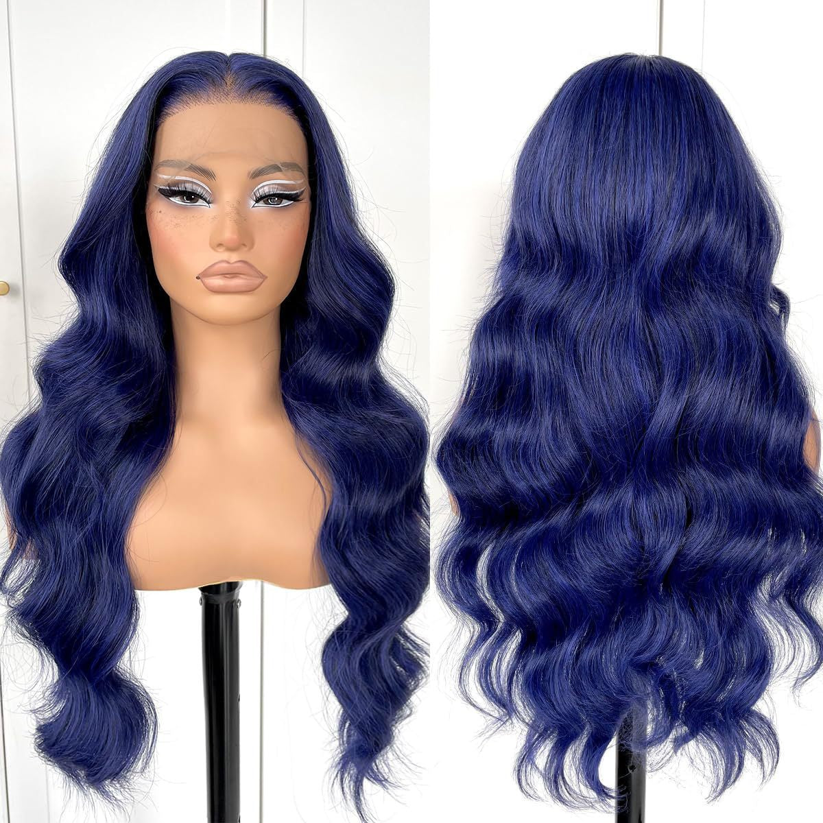 13*4 lace front wig, gradient gold layered wavy synthetic glue-free lace wig