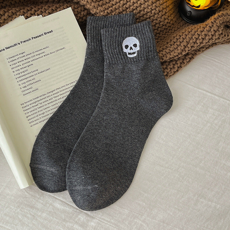🔥🎃 100% Cotton - Viral Halloween Embroidered Crew Socks – Cute Spooky Knit Socks✨