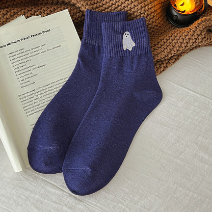 🔥LAST DAY 50% OFF -🎃 Viral Halloween Embroidered Crew Socks – Cute Spooky Knit Socks | 100% Cotton✨