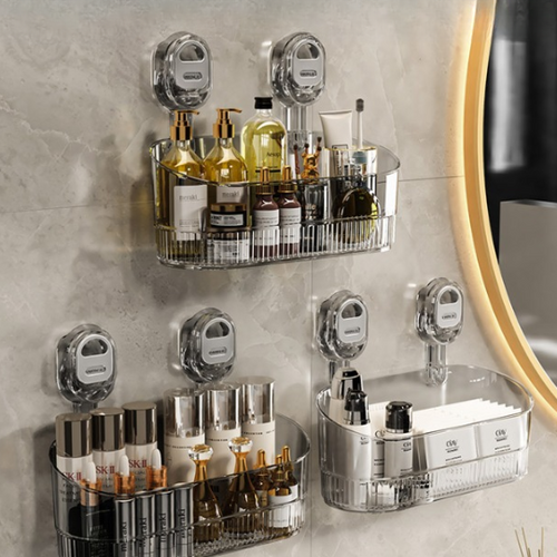Transparent Suction Cup Organizer Shelf