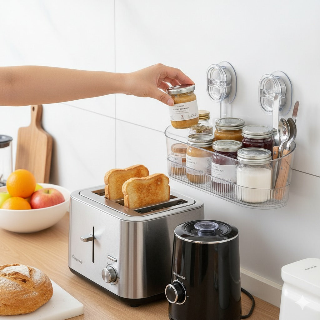 Transparent Suction Cup Organizer Shelf