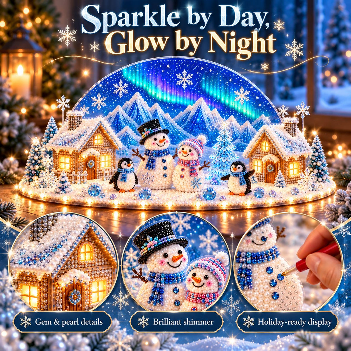 ☃️Winter Wonder DIY Decor Kit, Light-Up 3D Christmas Village Gem Art🏠
