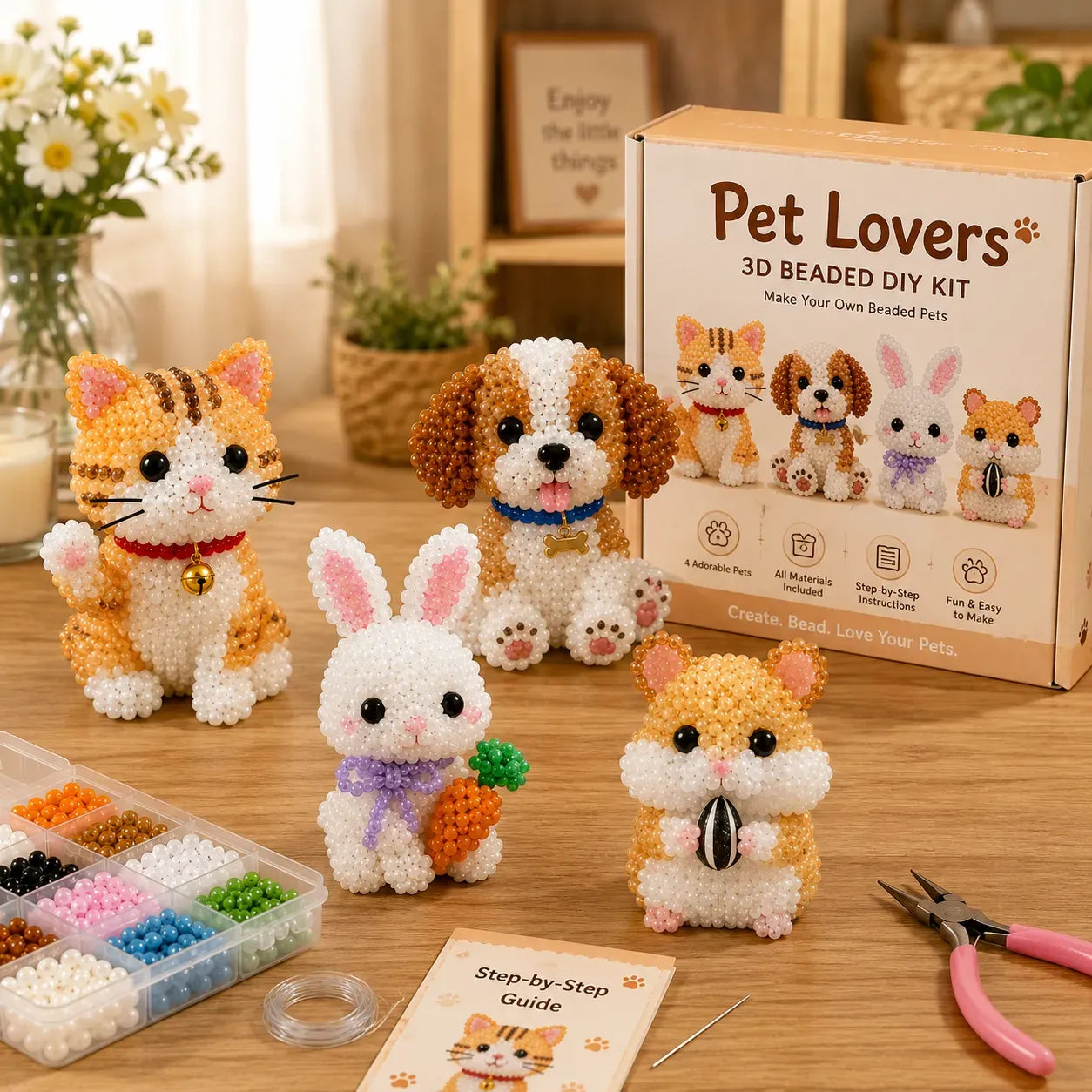 ⏰Last day Promotion 🔥-🧵✨ Tiny 3D Beaded Animal DIY Kit(Unfinished Product)