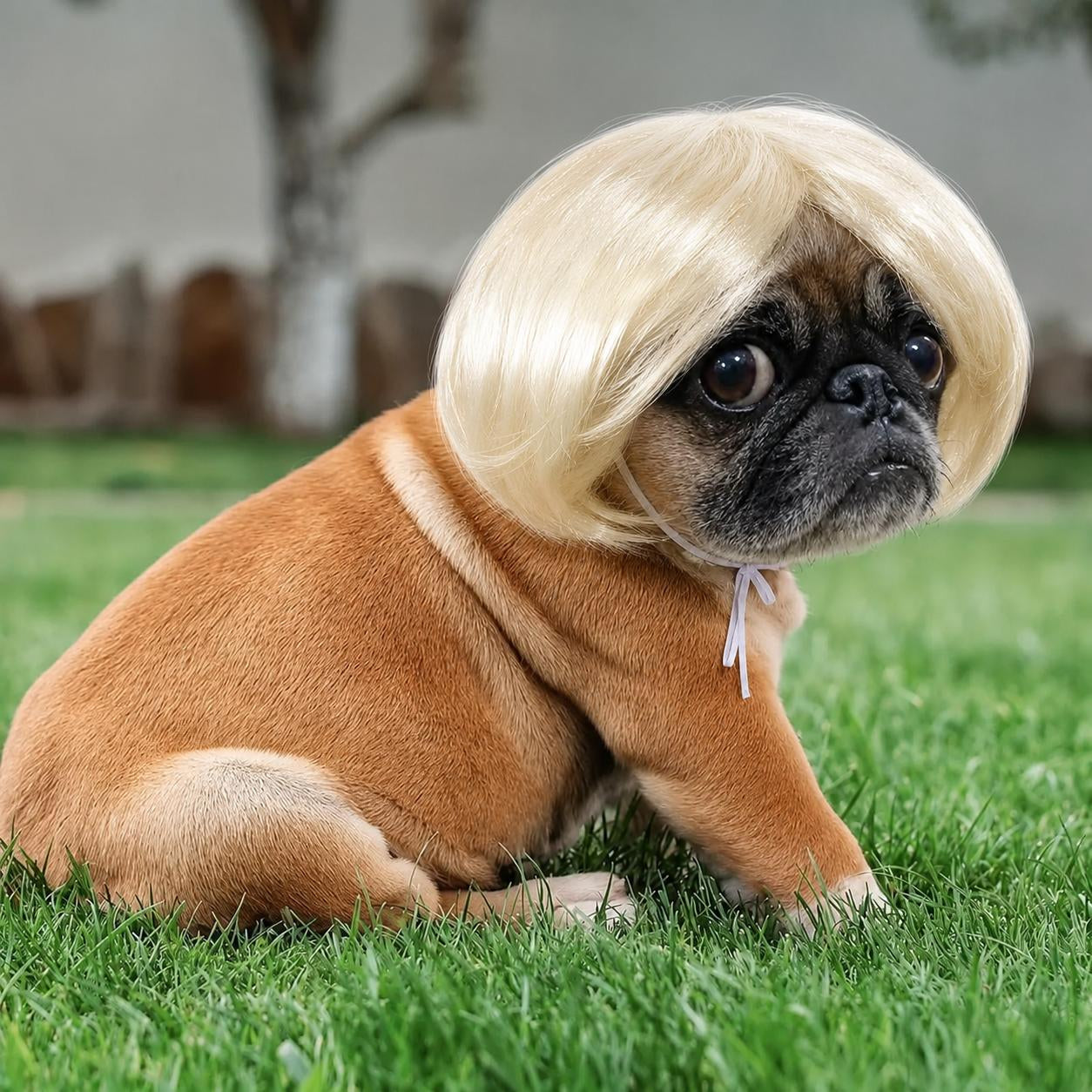 🐶 Funny Pet Wig Headband for Dogs & Cats – Cute Costume Accessory for Photos, Parties & Holidays - Brown