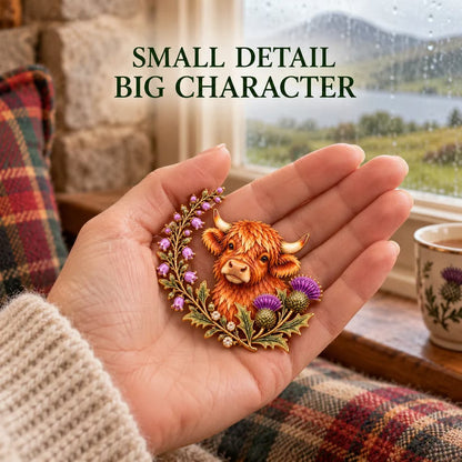 🏴 Last Day 50% OFF✨-🐮 Scottish Highland Cow Thistle Enamel Brooch 🌿