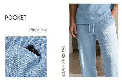 🔥 50% OFF Father’s Day Special ⏰🎁 Men’s Rib Knit 2-Piece Set – Sleeveless Tank & Baggy Wide-Leg Pants