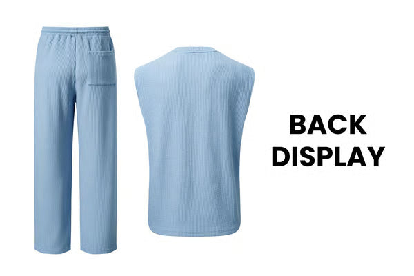 🔥 50% OFF Father’s Day Special ⏰🎁 Men’s Rib Knit 2-Piece Set – Sleeveless Tank & Baggy Wide-Leg Pants