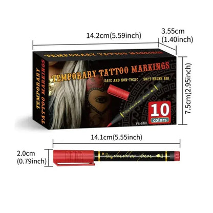 🌈🎨10-Color Temporary Tattoo Markers Set