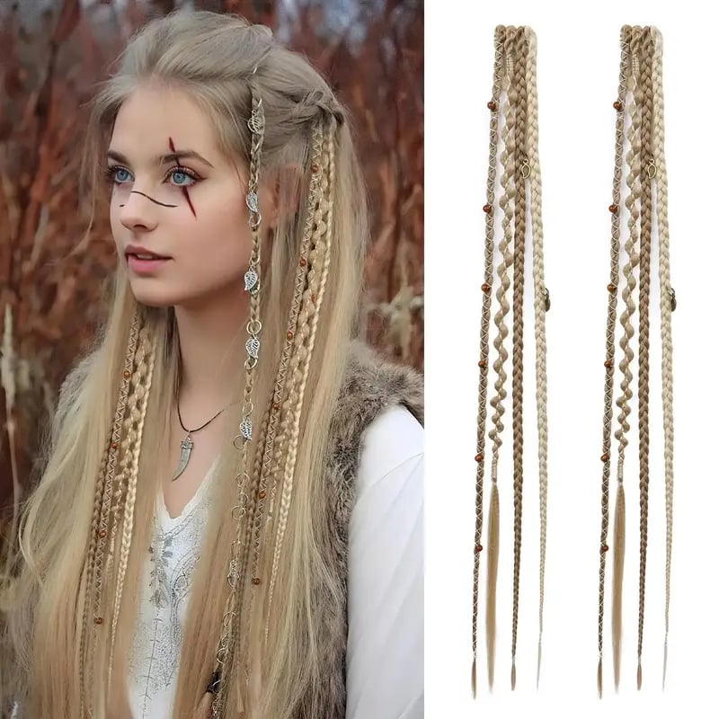 🌿🎨 Boho Beaded Clip-In Braids – Effortless Festival & Everyday Hair Transformation