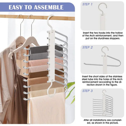 9-layer trouser rack, space-saving clothing rack