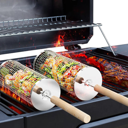 Rolling Grill Baskets - 304 Stainless Steel BBQ Tools