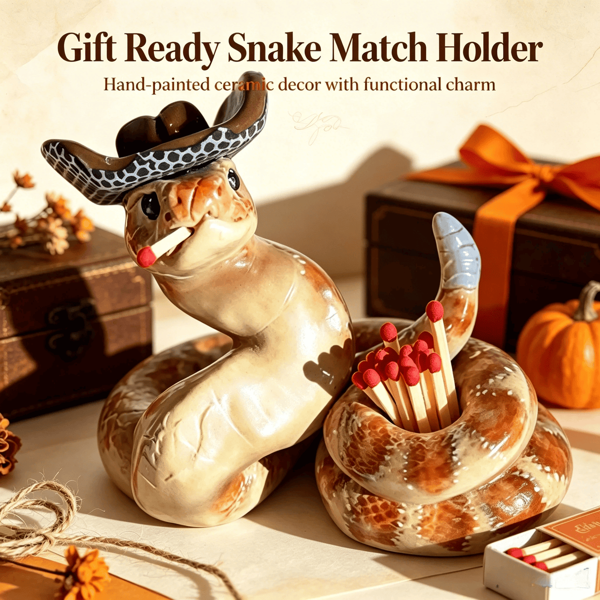 🐍 Snake Matchbox – Creative Decorative Match Holder with Artistic Design for Candles & Home Styling