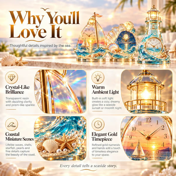 🌊 50% OFF – Coastal Glow Crystal Lighthouse & Ocean Decor ✨