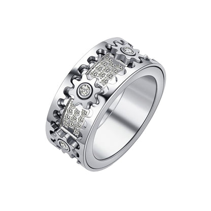 🔥LAST DAY 50% OFF – ⚡925 Sterling Silver Personalized Stress Reducing Rotatable Gear Ring