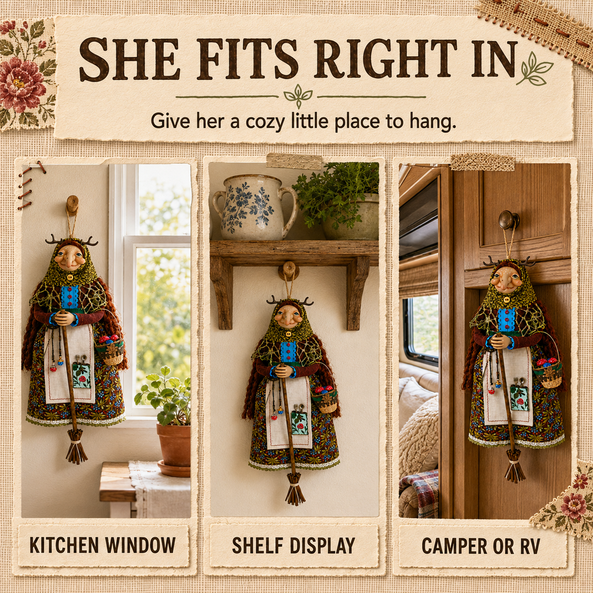 🧙‍♀️ Handmade Kitchen Witch Doll