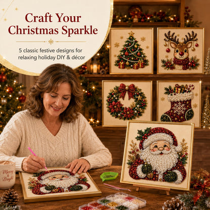 🎄DIY Christmas Pearl Diamond Painting Art Kit With Frame Relaxing & Beginner-Friendly